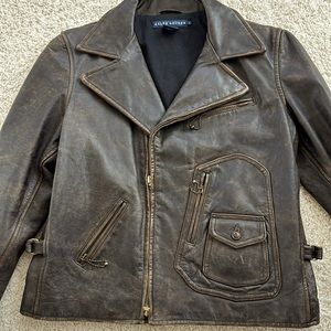 Leather bomber jacket